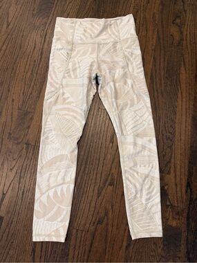 Athleta Beige Leaf-Print Leggings